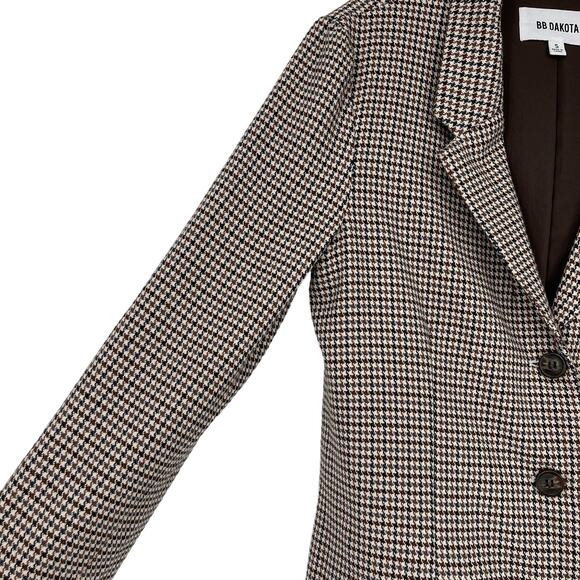BB Dakota Long Pattern Lined Three Button Blazer Small Academia Preppy Office - Picture 11 of 16